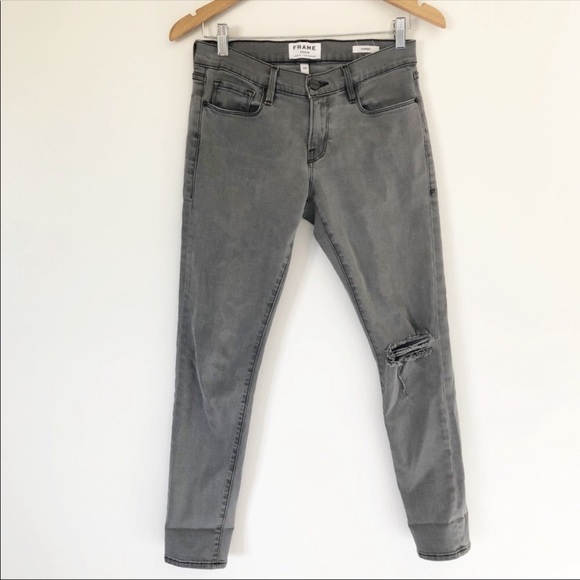 Frame faded gray jeans distressed knee size 25 - Picture 3 of 6